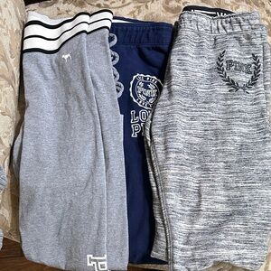 PINK Victoria's Secret woman  Gray and Navy Joggers Trio